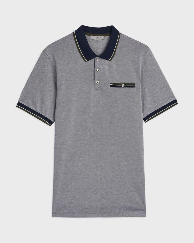 Polo Ted Baker Short Sleeve Bleu Marine Homme | XCB-80095424